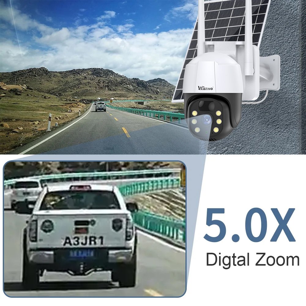 Wistino V380pro 3MP Waterproof Outdoor Solar cctv Camera Night Vision Audio Motion Detection 4g Sim Card Solar Security Camera