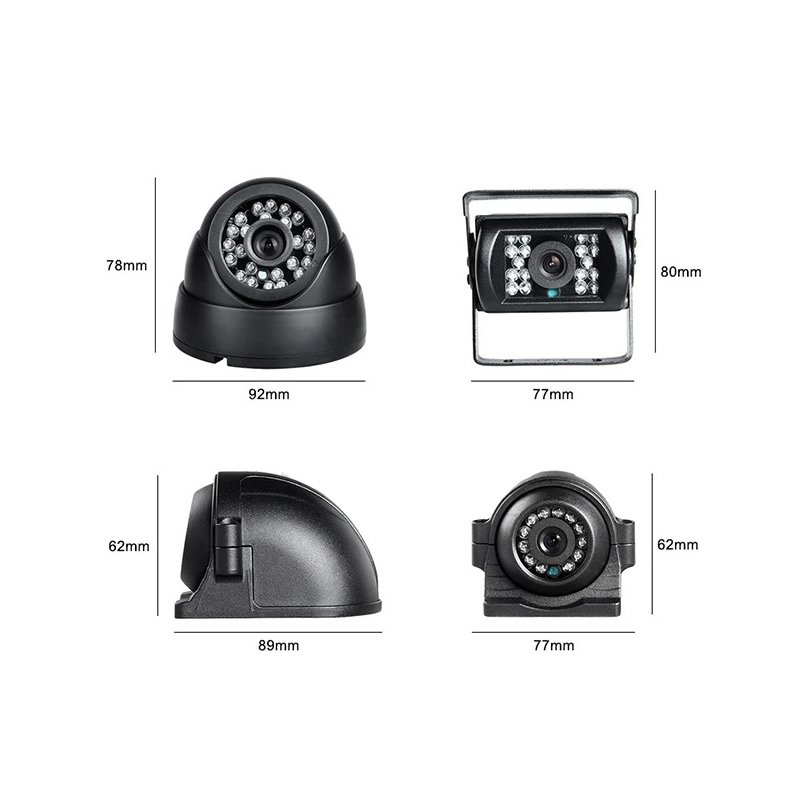 4CH GPS 1080P AHD Surveillance System 7 Inch VGA Monitor 4 IR Night Vision Waterproof Cameras 7 Inch IPS Mobile DVR SD Card