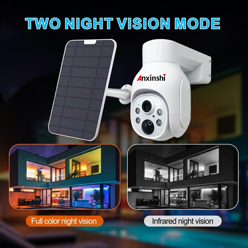 Anxinshi LCD 5MP outdoors WIFI full color night vision NVR Kit Security Surveillance Solar Ptz Wireless Cctv Camera System