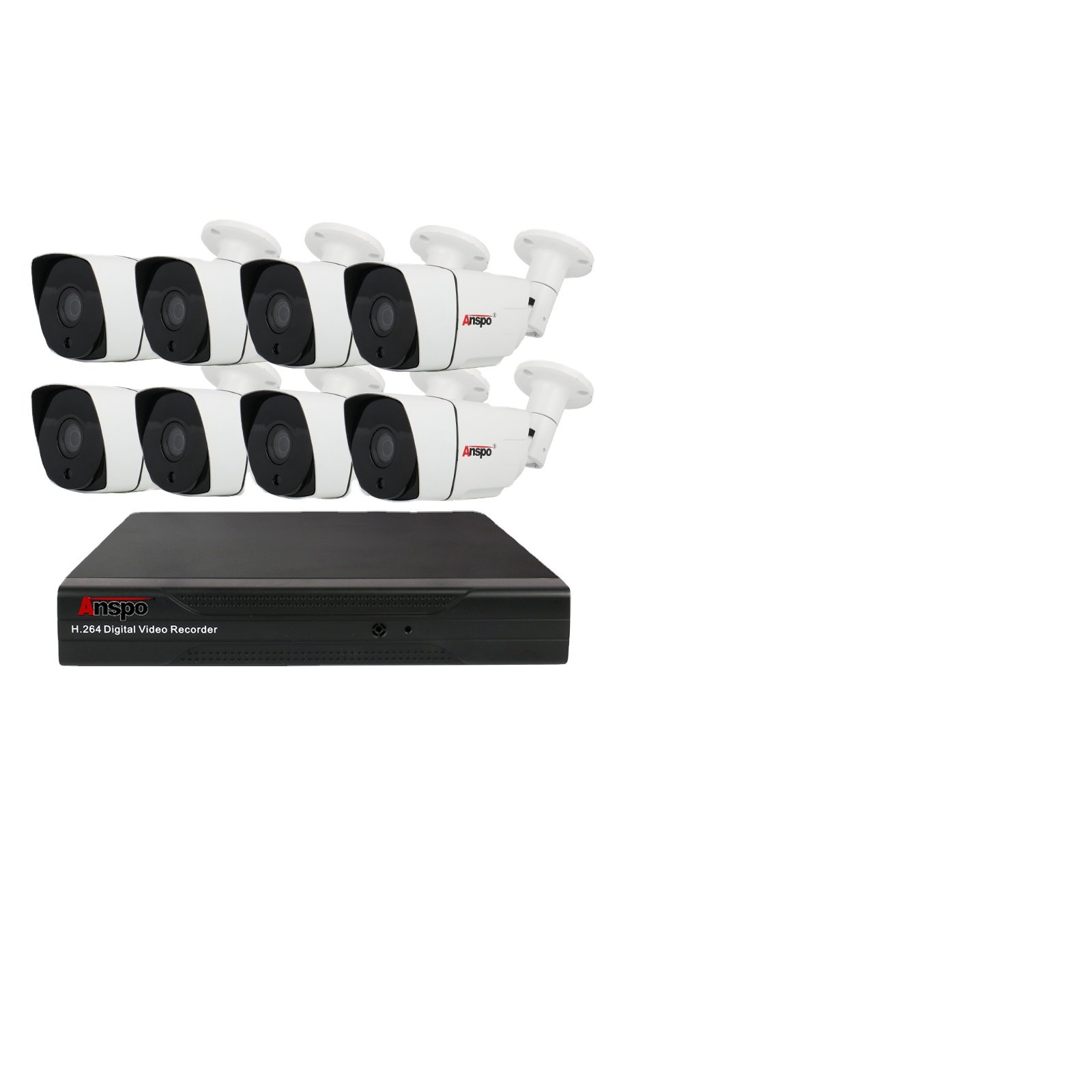 Anspo Night Vision DVR Security Home System Video Surveillance 5.0MP AHD Camera Kit Waterproof Xmeye/XVR Software