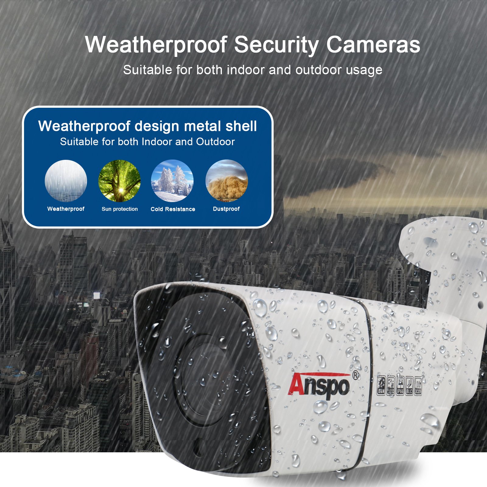 Anspo Night Vision DVR Security Home System Video Surveillance 5.0MP AHD Camera Kit Waterproof Xmeye/XVR Software