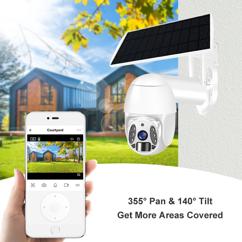 VESEFA PTZ 4G Tuya Solar Security Camera Wireless Outdoor 4MP Motion Detection 360 Degree Rotation H.265 Wifi Wireless Camera