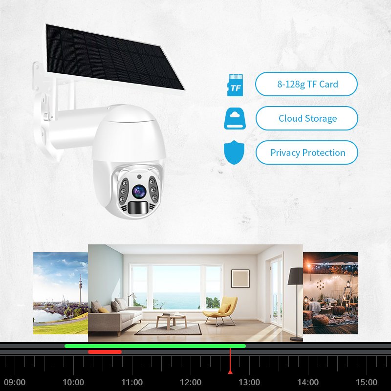 VESEFA PTZ 4G Tuya Solar Security Camera Wireless Outdoor 4MP Motion Detection 360 Degree Rotation H.265 Wifi Wireless Camera