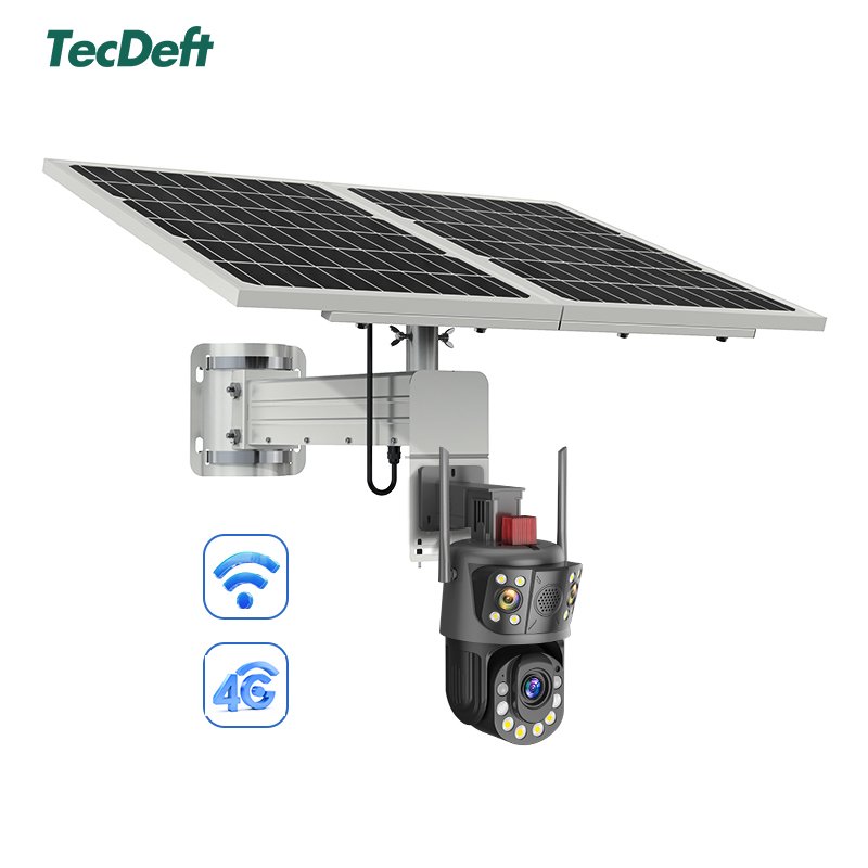TecDeft Factory 60W90Ah OEM Support iP66 Waterproof Human Motion Detection PIR Night Vision Solar cctv Camera