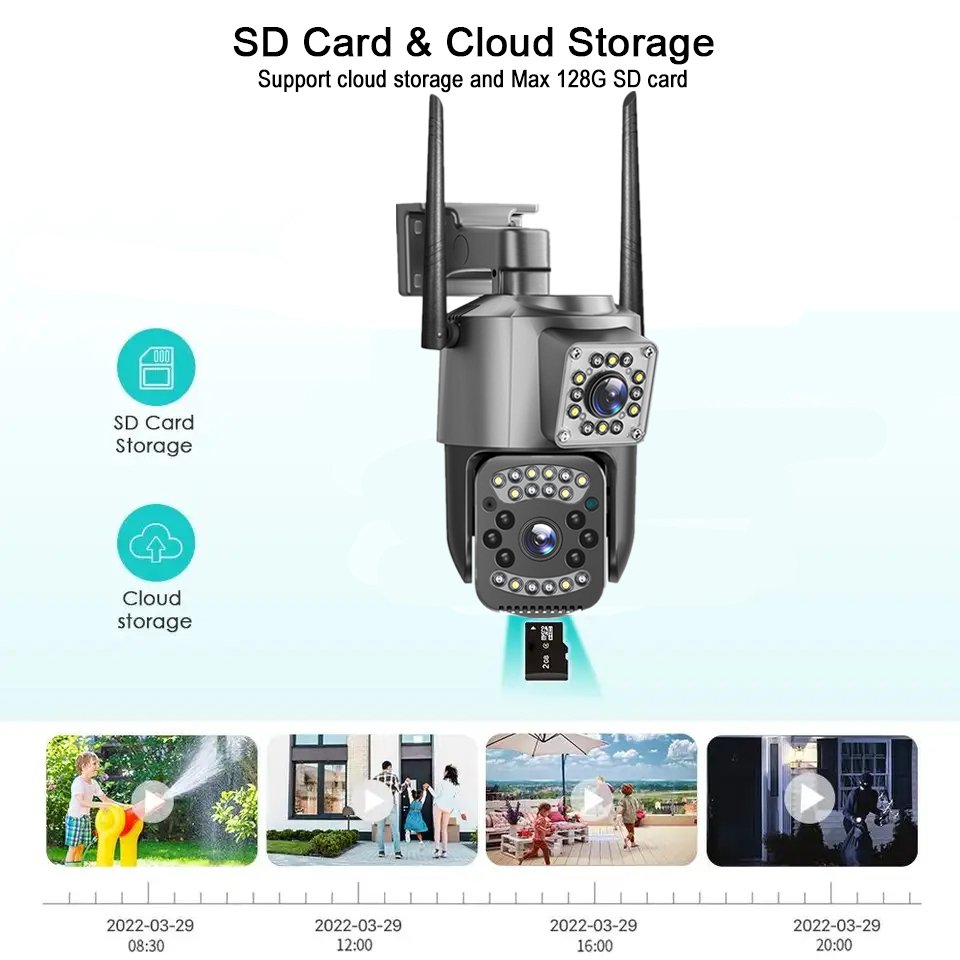 2MP Duel Lens V380 4G Sim Card Network CCTV Cam Security Alarm System For Homes And Businesses Cameras De Seguridad Exterior