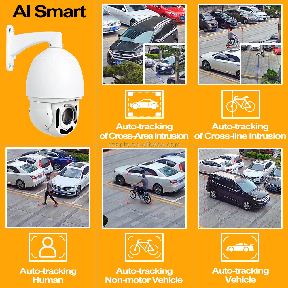 Alarm in out Dome 360 Security Cameras Long Range Surveillance 60fps Camera Face Detection API 33X 44X PTZ Camera