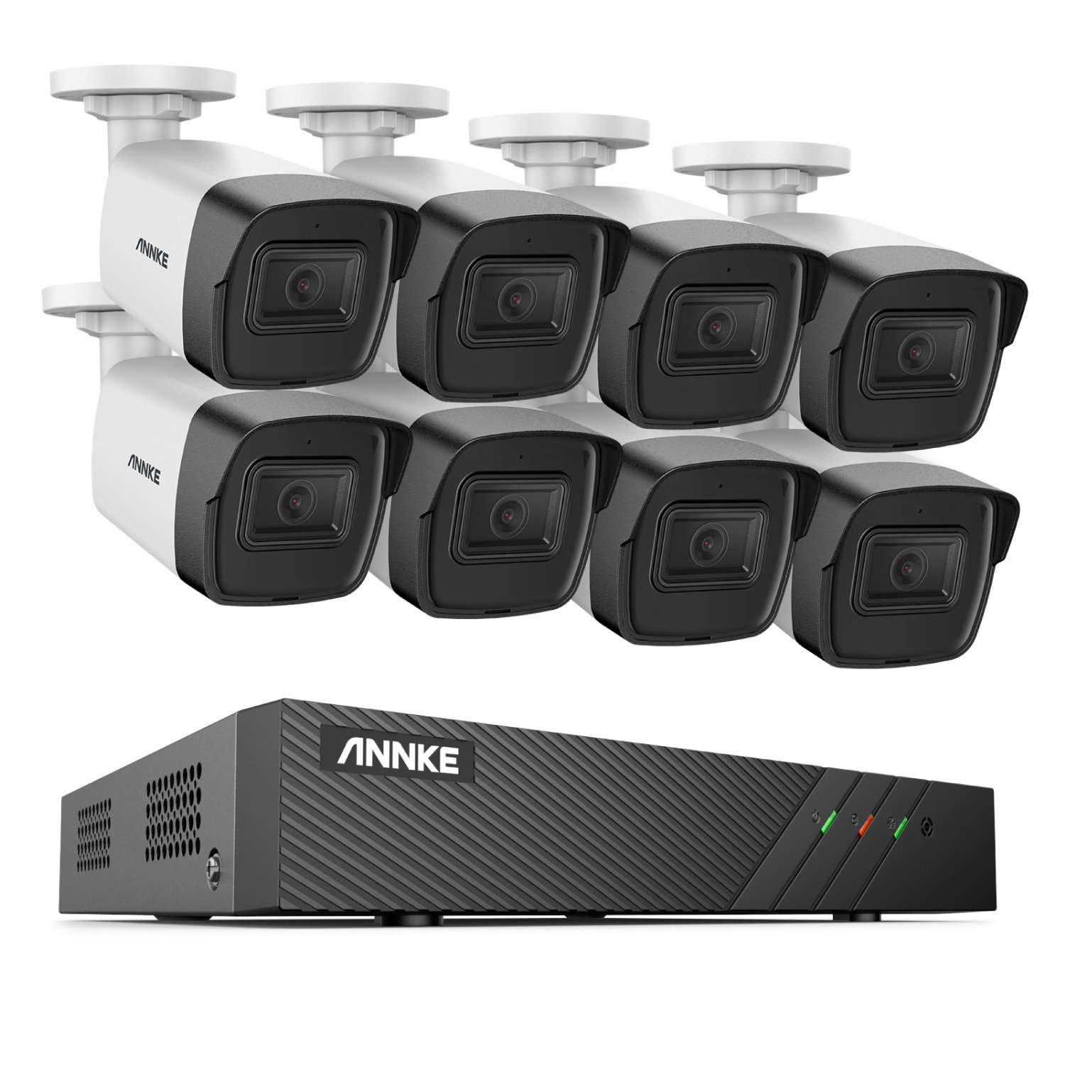 ANNKE 8pcs 5mp POE IP Cameras Outdoor System With 1-Way Audio H.265+ 8CH PoE NVR Camera System with 4TB HDD