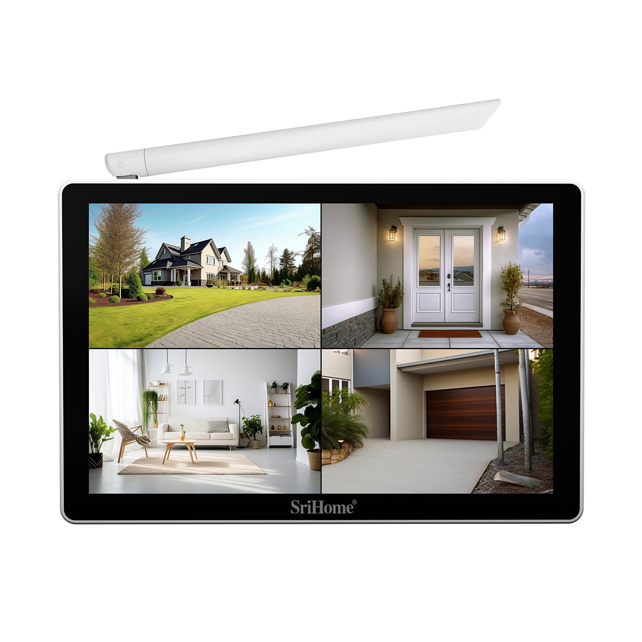 Srihome Wifi Security Camera System 10.1 Inch LCD Screen 4 Channel NVR Kit With LCD Monitor Outdoor CCTV Systems Kit