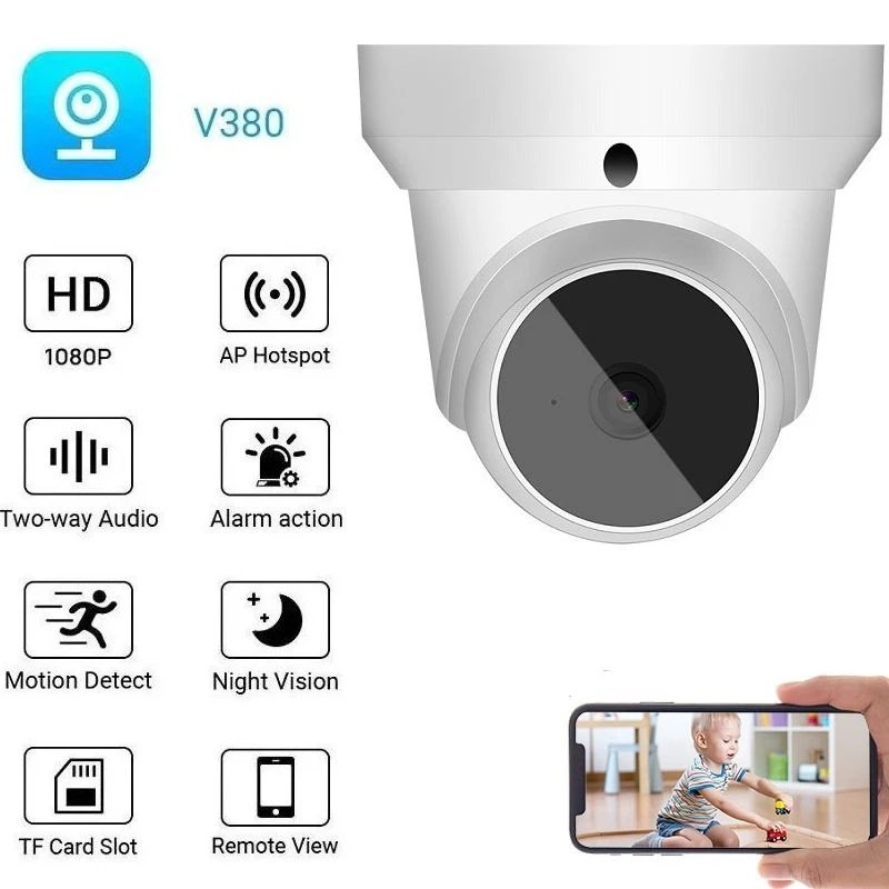 Factory Price D5 Indoor Wireless Smart V380 Home Security Camera 3MP Home Surveillance Wifi Dome Camera IP Camera