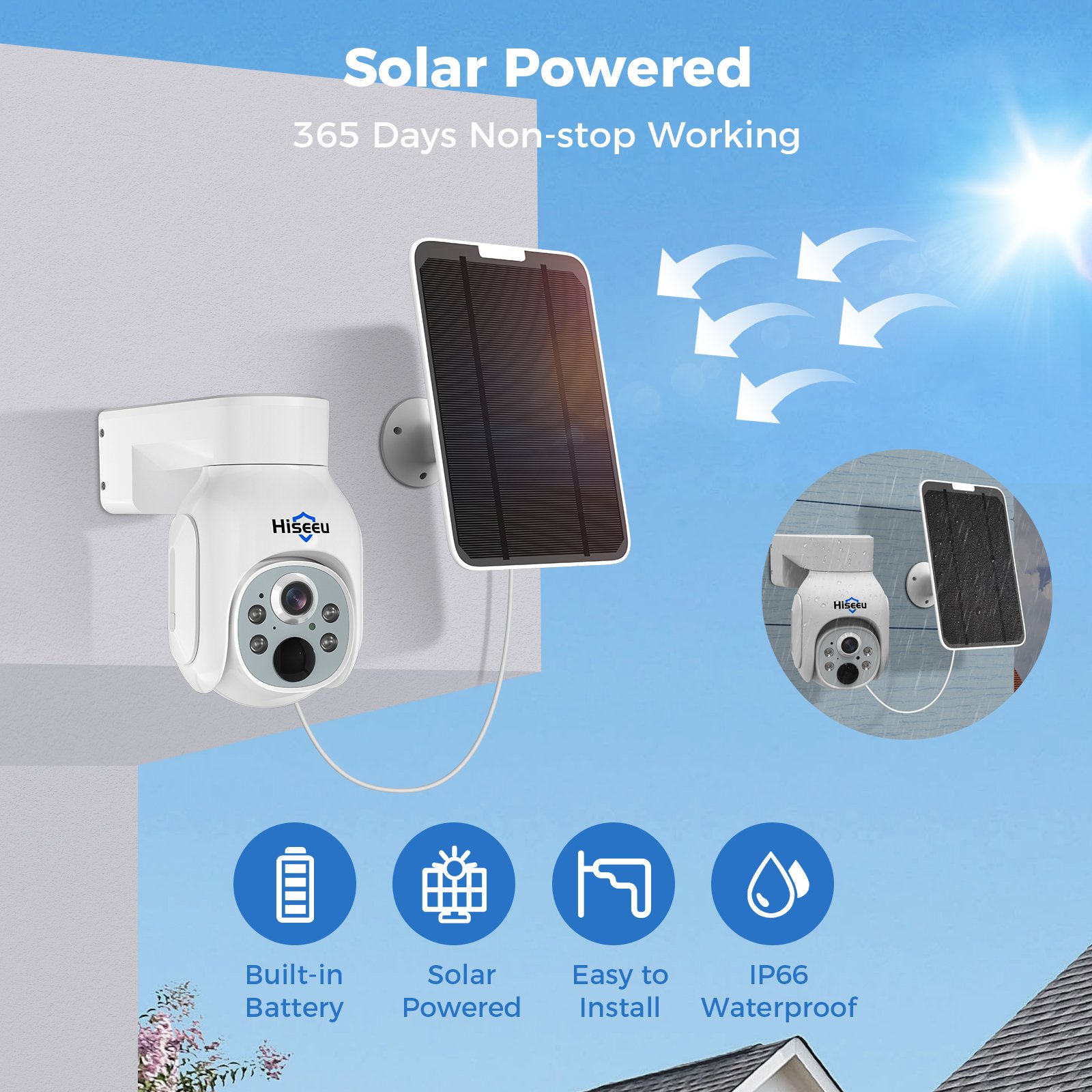 face detection 4MP IP cctv kit Full color night vision wireless surveillance security camera solar system