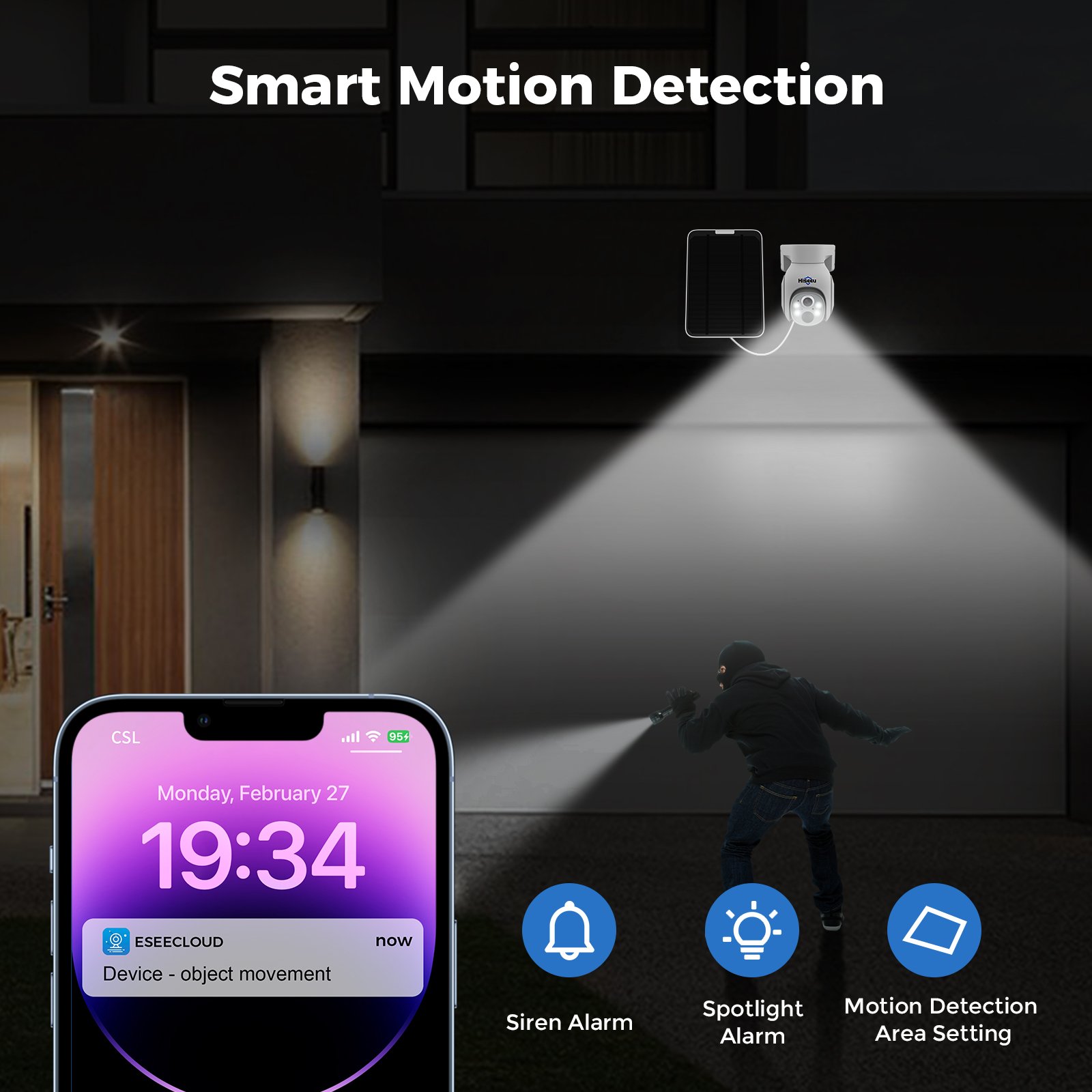 face detection 4MP IP cctv kit Full color night vision wireless surveillance security camera solar system