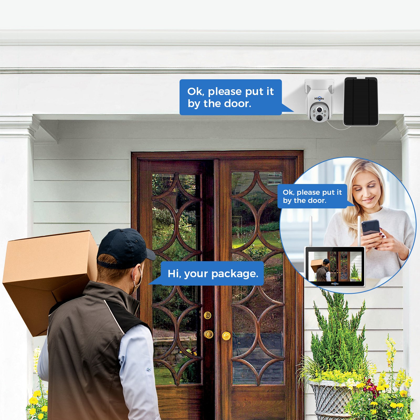 face detection 4MP IP cctv kit Full color night vision wireless surveillance security camera solar system