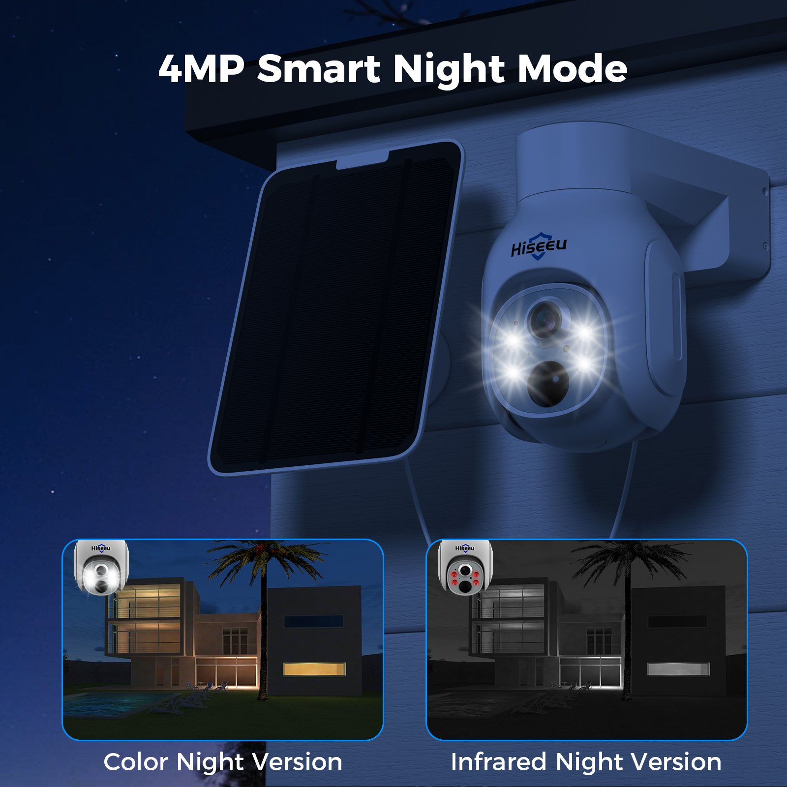 face detection 4MP IP cctv kit Full color night vision wireless surveillance security camera solar system
