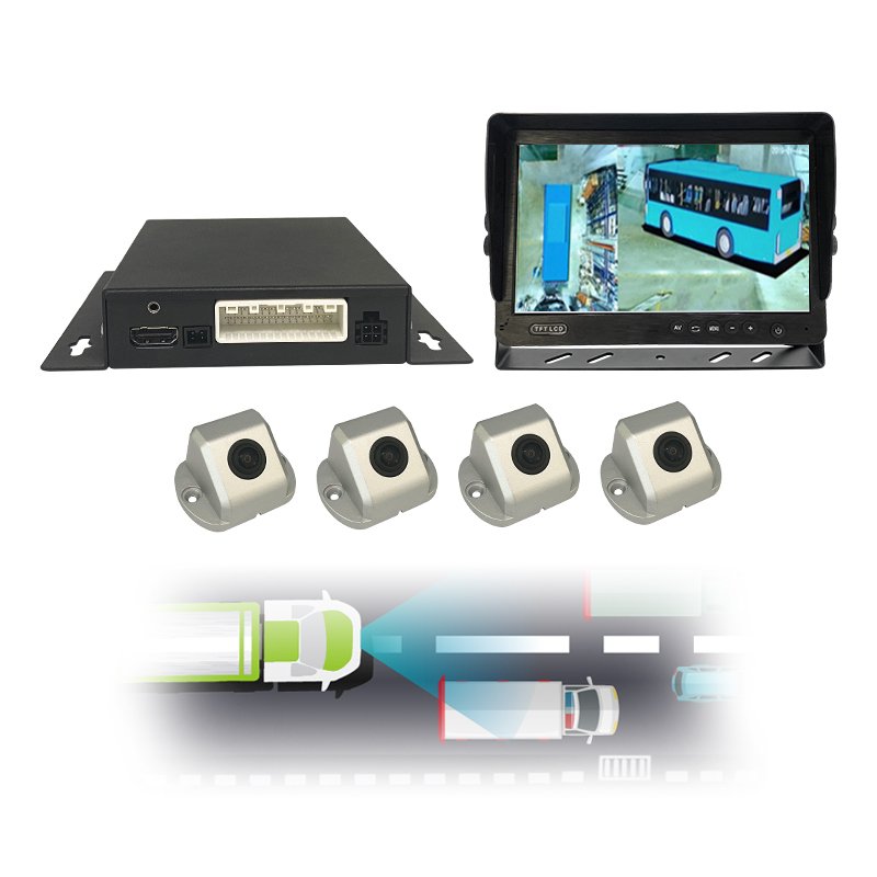 Hot 3D/2D car 360-degree camera bird view system, with 4 waterproof wide-angle artificial intelligence cameras