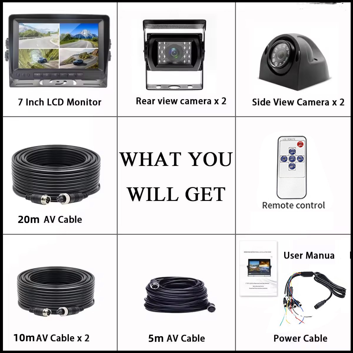 Parking Line Car Reversing Aid IP68 waterproof monitor Camera system Support Vehicle,mining vehicle, heavy duty equipments