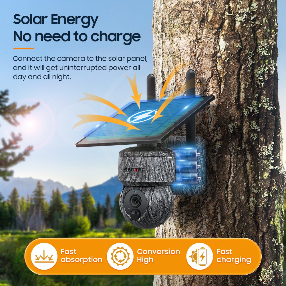 SECTEC GSM 4G Sim Card IP66 Hunting PTZ Solar Powered Battery Security Solar Battery Powered Mini Hunting solar Camera