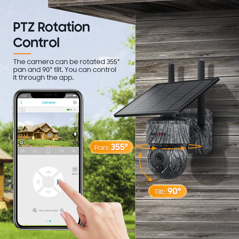 SECTEC GSM 4G Sim Card IP66 Hunting PTZ Solar Powered Battery Security Solar Battery Powered Mini Hunting solar Camera