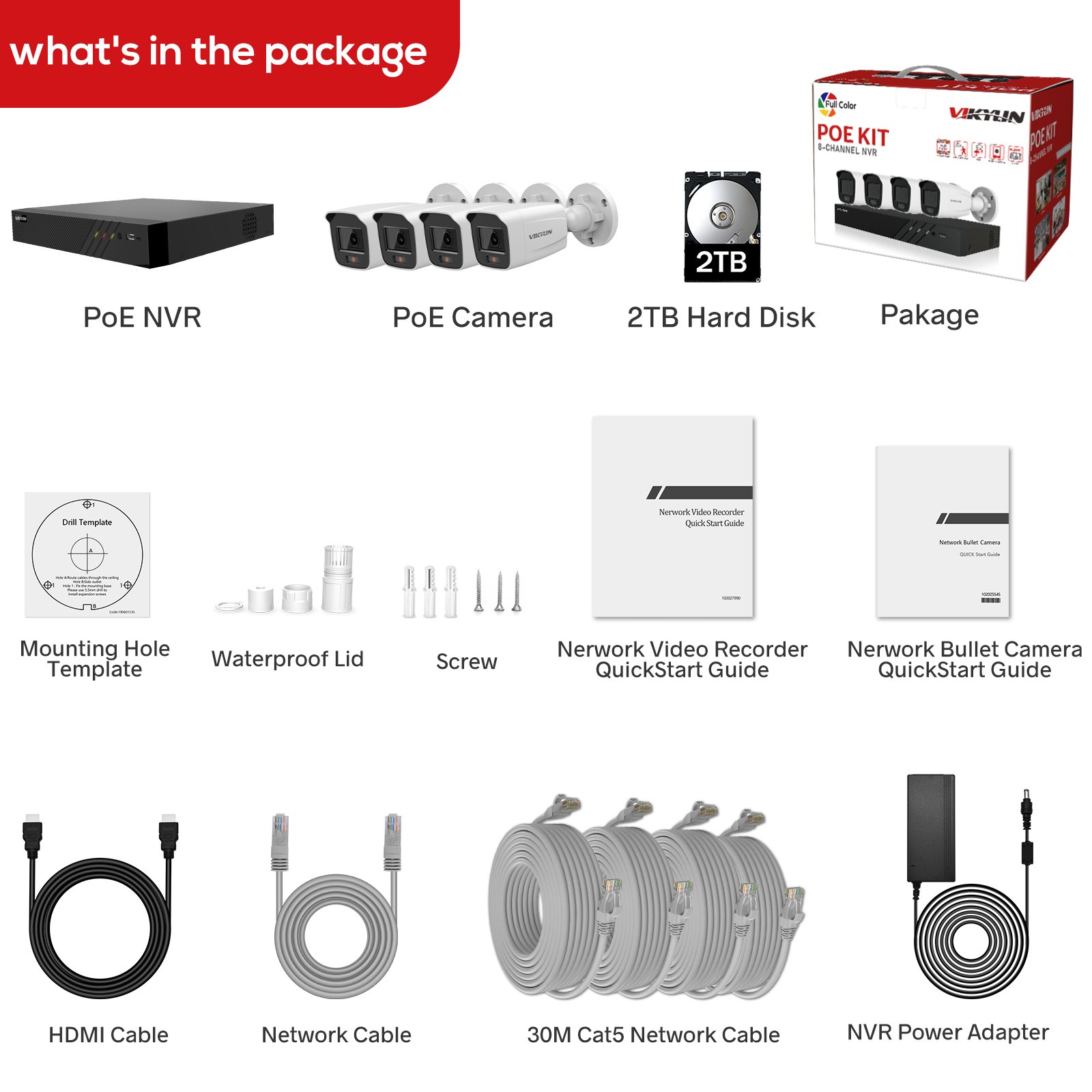 hik-connect mobile app 2TB hdd 8ch poe 4k nvr 4mp 5mp 8mp colorvu bullet cctv kit