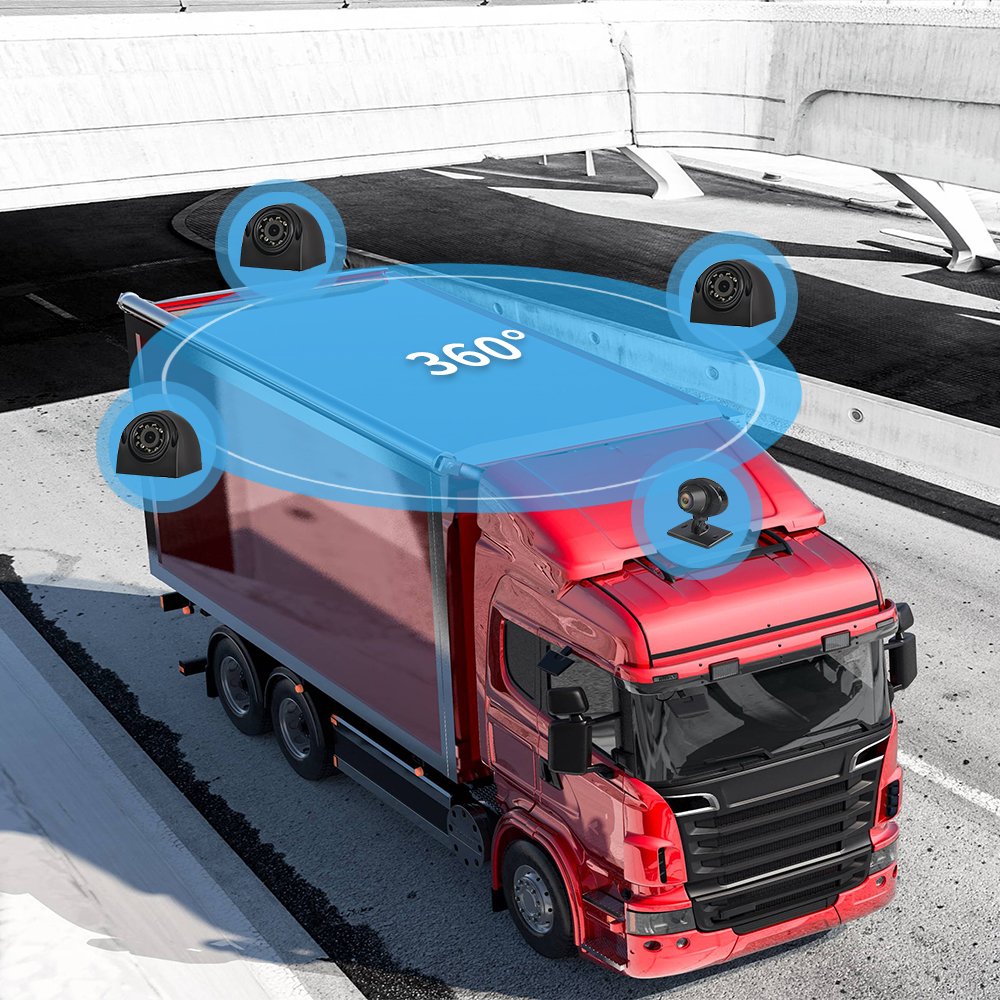 SYS 4CH 1080P AHD waterproof Bullet backup camera 7'' screen Split IR Night Vision DVR system for Lorry Trailer Van Surveillance