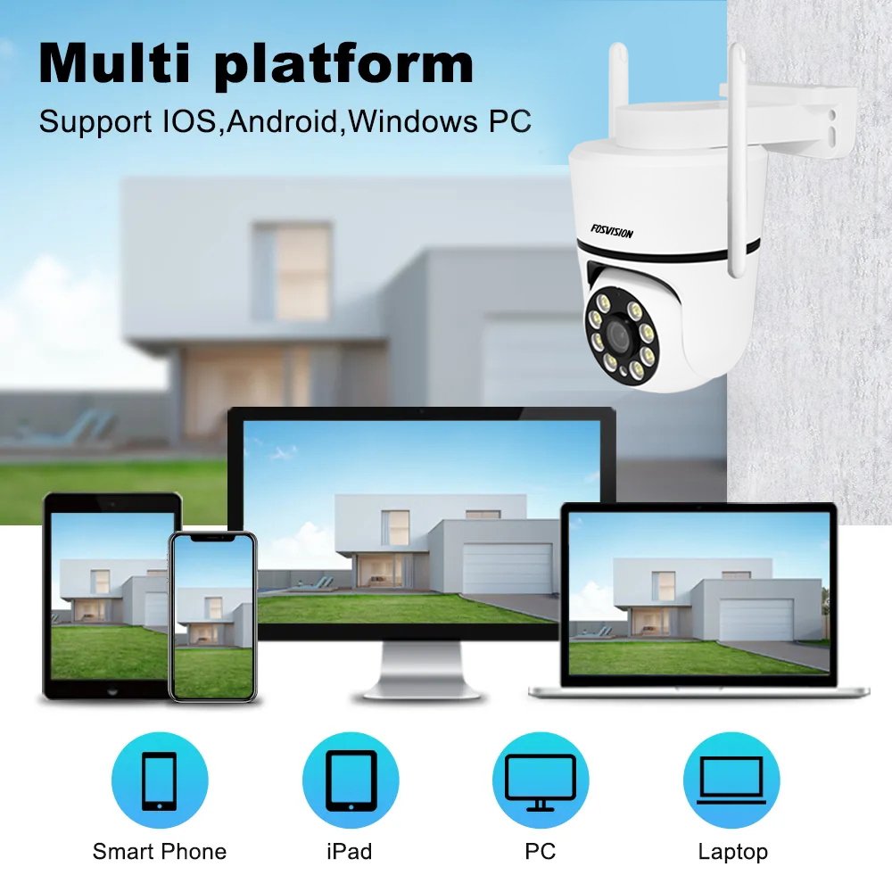 Fosvision Digital Camera 4CH 2mp Cctv Kit Led Security Monitoring Wireless System Waterproof 4ch 12.5 LED Monitor