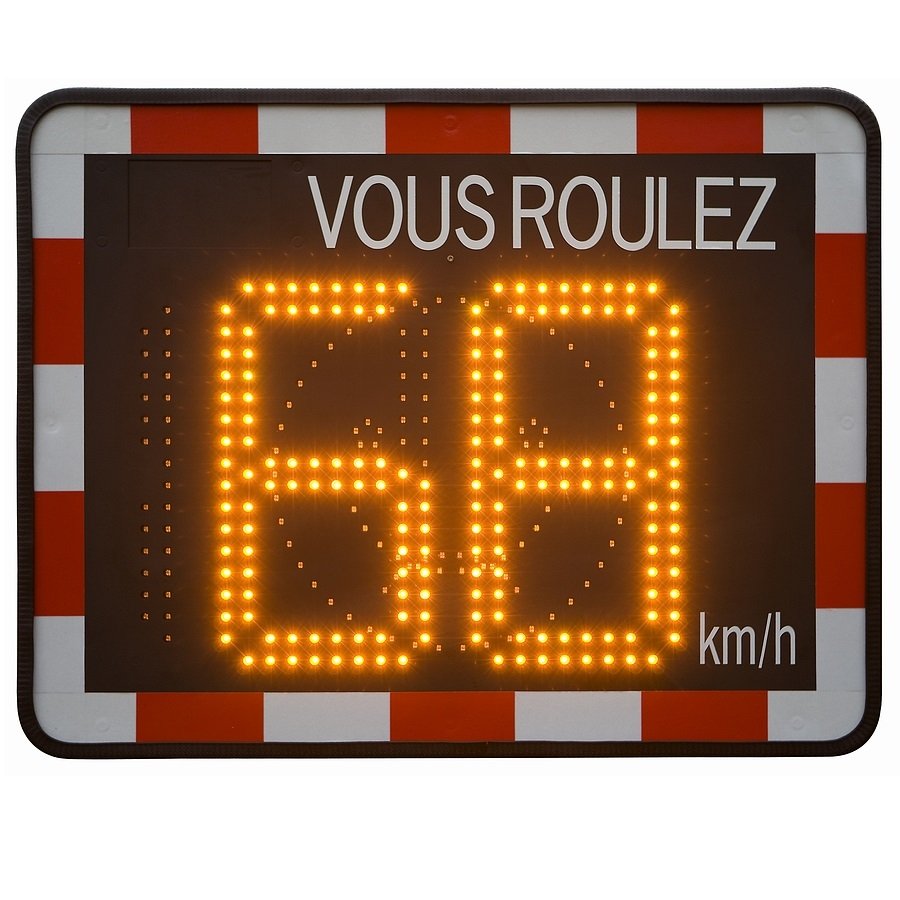 Solar Panel Powered Traffic Speed Controller Road Sign Mobile Safety Camera Digital Display Anti-Glare Monitor Universal Outdoor