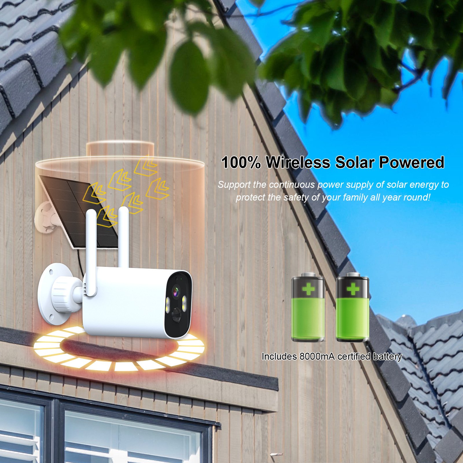 Wireless Solar Camera System Outdoor 4PCS 4MP Battery Powered Cameras 8CH 10"LCD Monitor NVR Kit 2.4G WiFi CCTV Surveillance Set