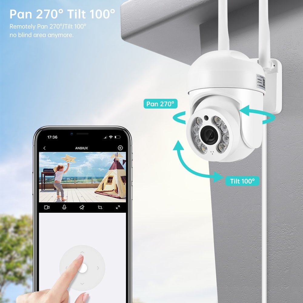 Icsee 2MP/4MP WiFi Mini PTZ Camera 4K Outdoor Wireless IP Security Camera with Auto Tracking Video Surveillance CCTV for Home