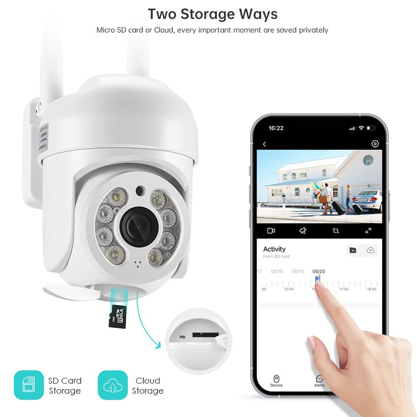 Icsee 2MP/4MP WiFi Mini PTZ Camera 4K Outdoor Wireless IP Security Camera with Auto Tracking Video Surveillance CCTV for Home