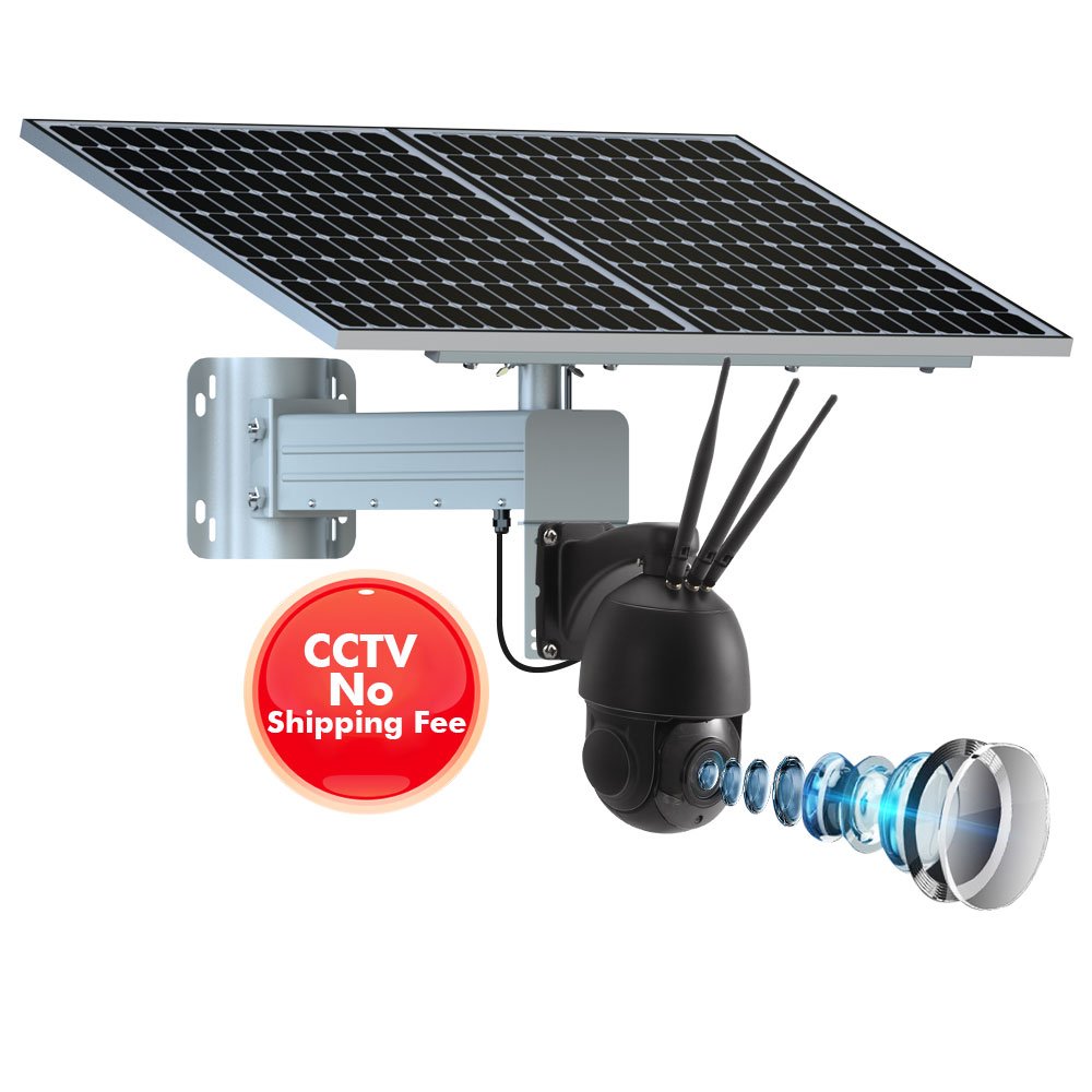TecDeft 100W 100AH Battery Solar Panel HD 8MP Security IP Camera Wireless 4G SIM Card Outdoor Bullet CCTV Surveillance Cam CamHi
