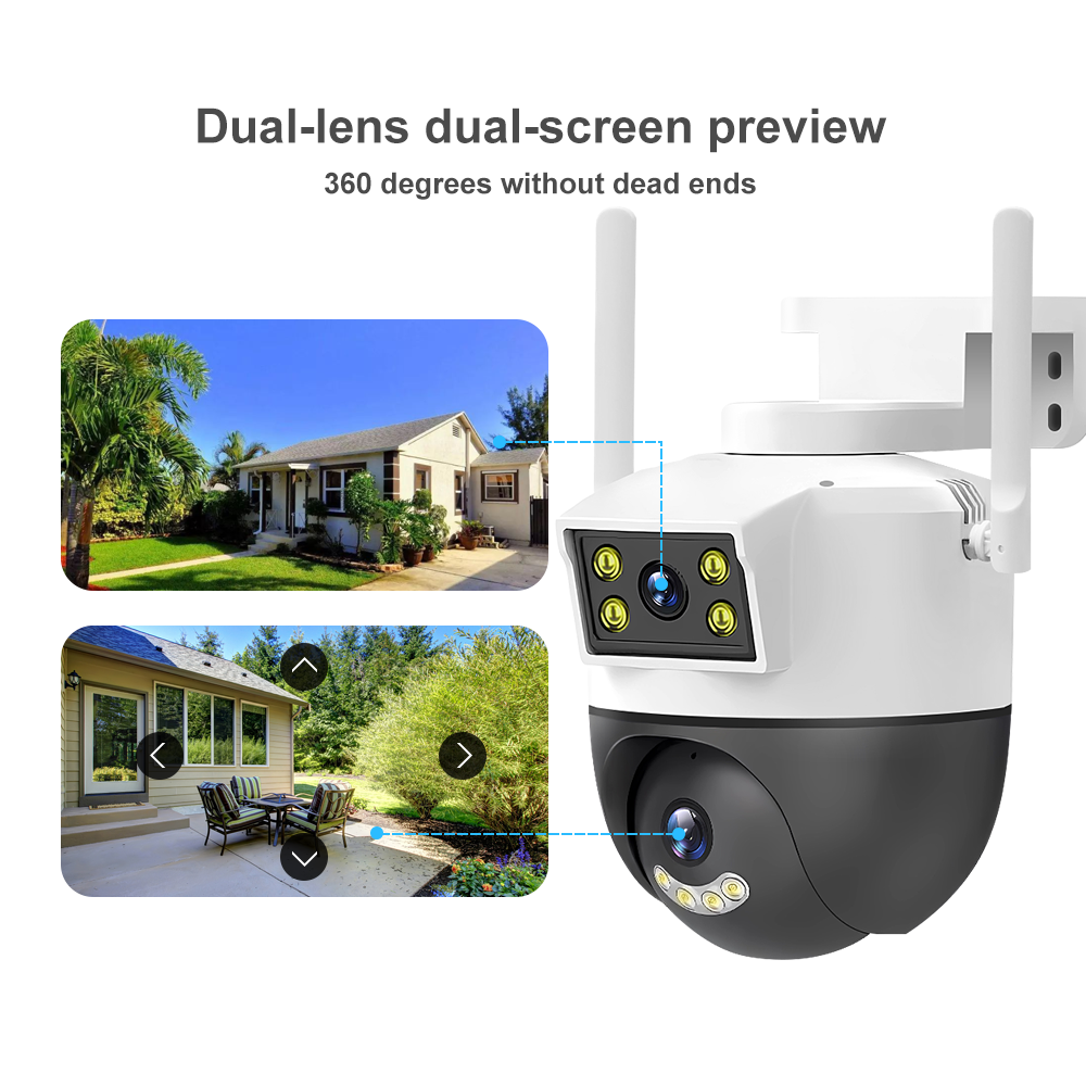 Outdoor 12V Home Security Camara De Seguridad Sans Fil Exterior 1MP WIFI Dual Lens CCTV Network Surveillance Camera Systems V380