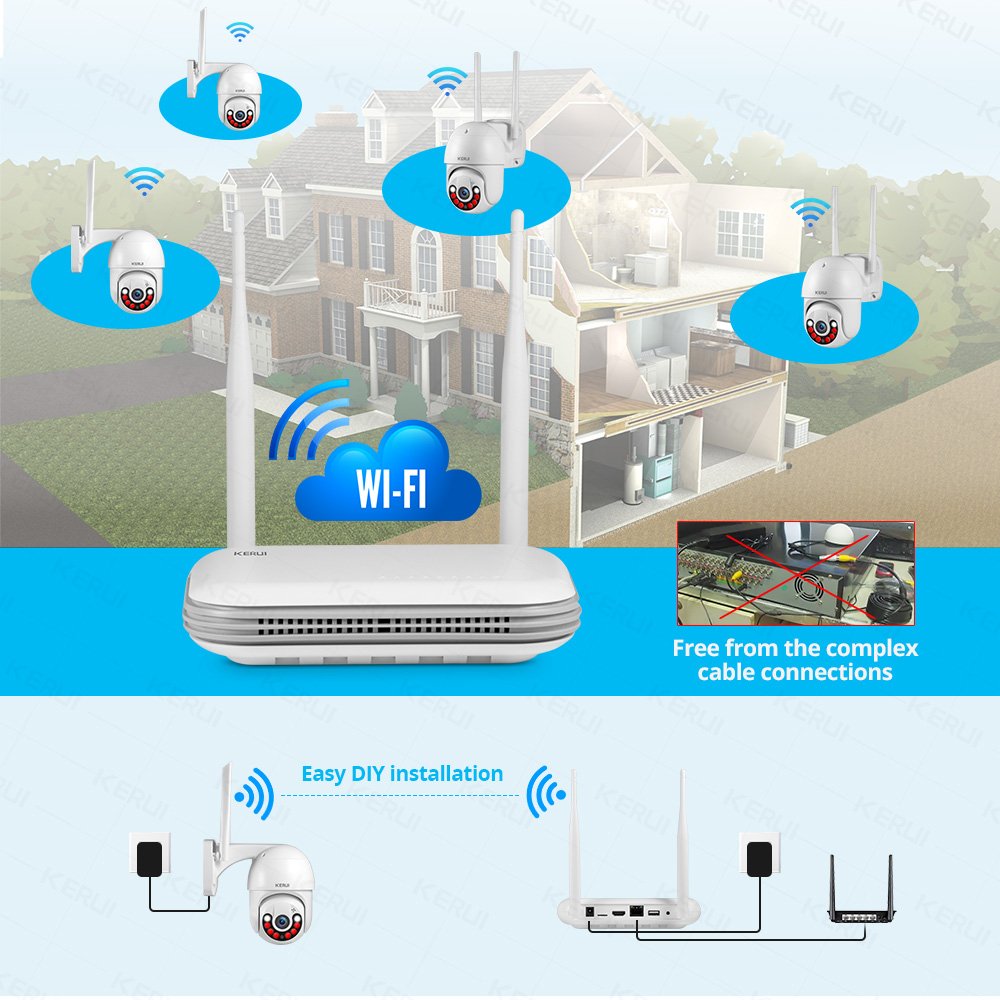 KERUI Wireless 4MP Wifi Security Cameras System 8 Channel NVR IP Camera Mini Network Camera System For Home Surveillance