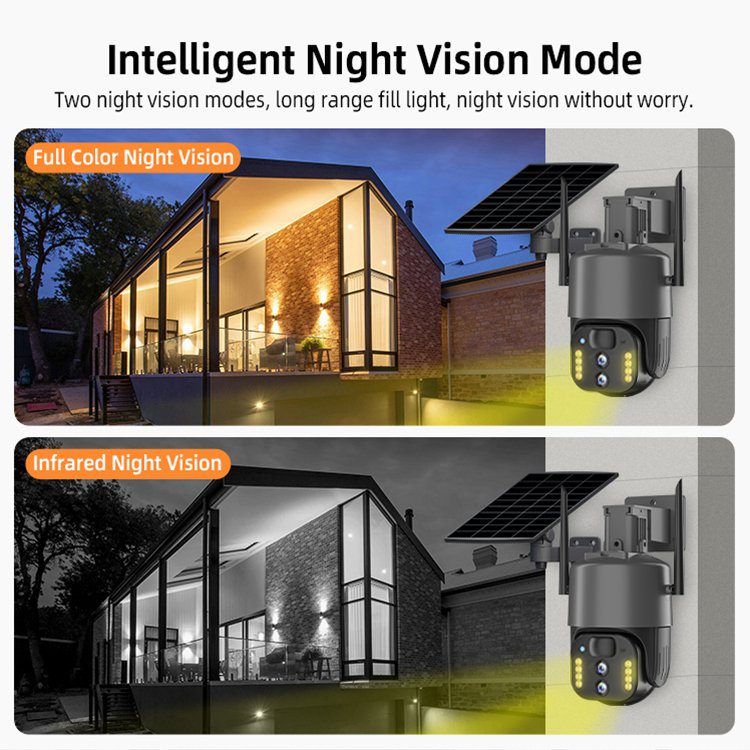 8W solar panel 6MP 4G network Camera with 3 ways alarms security camera hd solar security camera infrared