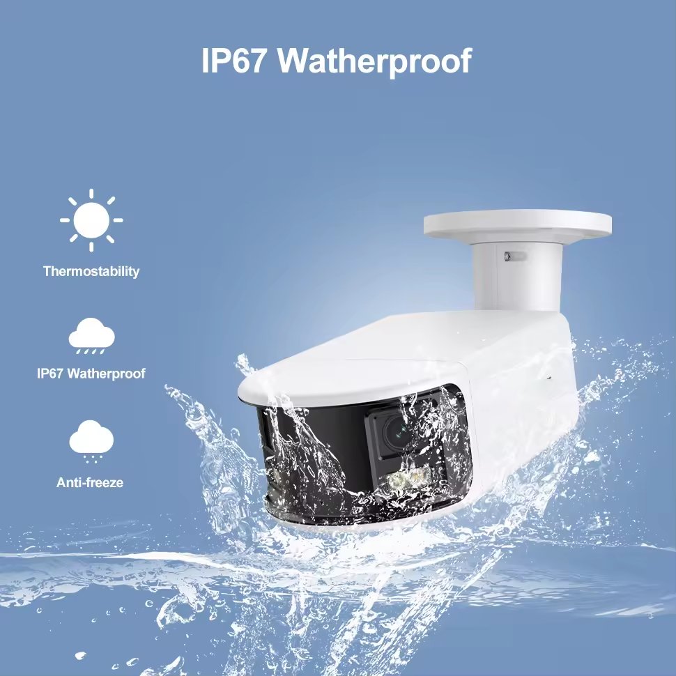 POE Camera 8MP Dual Lens 180 degree Panoramic Camera Bullet Full color Smart Human/Vehicle Detection Alarm 2-ways audio