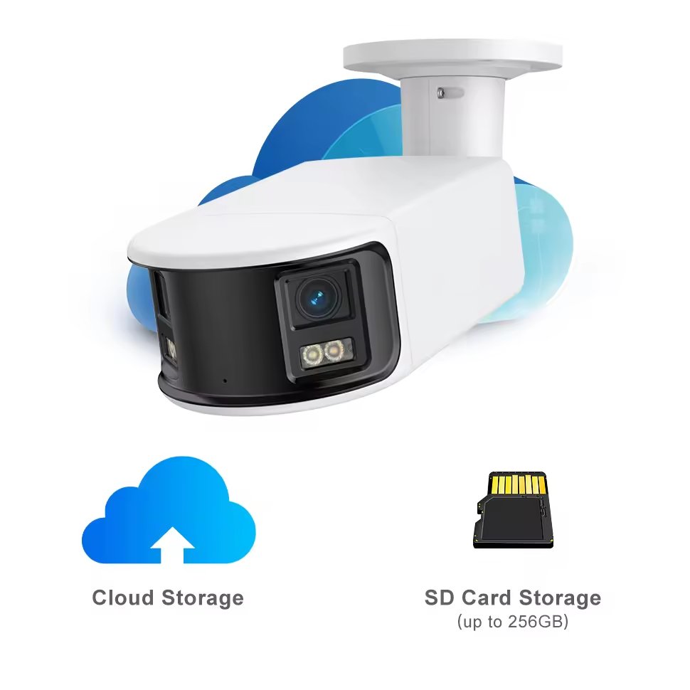 POE Camera 8MP Dual Lens 180 degree Panoramic Camera Bullet Full color Smart Human/Vehicle Detection Alarm 2-ways audio