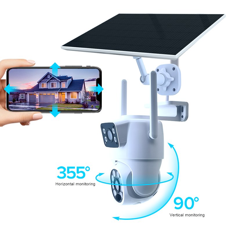 Smart Life App Dual Lens Solar Power Wifi Monitoring Smart Outdoor Battery Wireless Surveillance IP CCTV System Camera Security