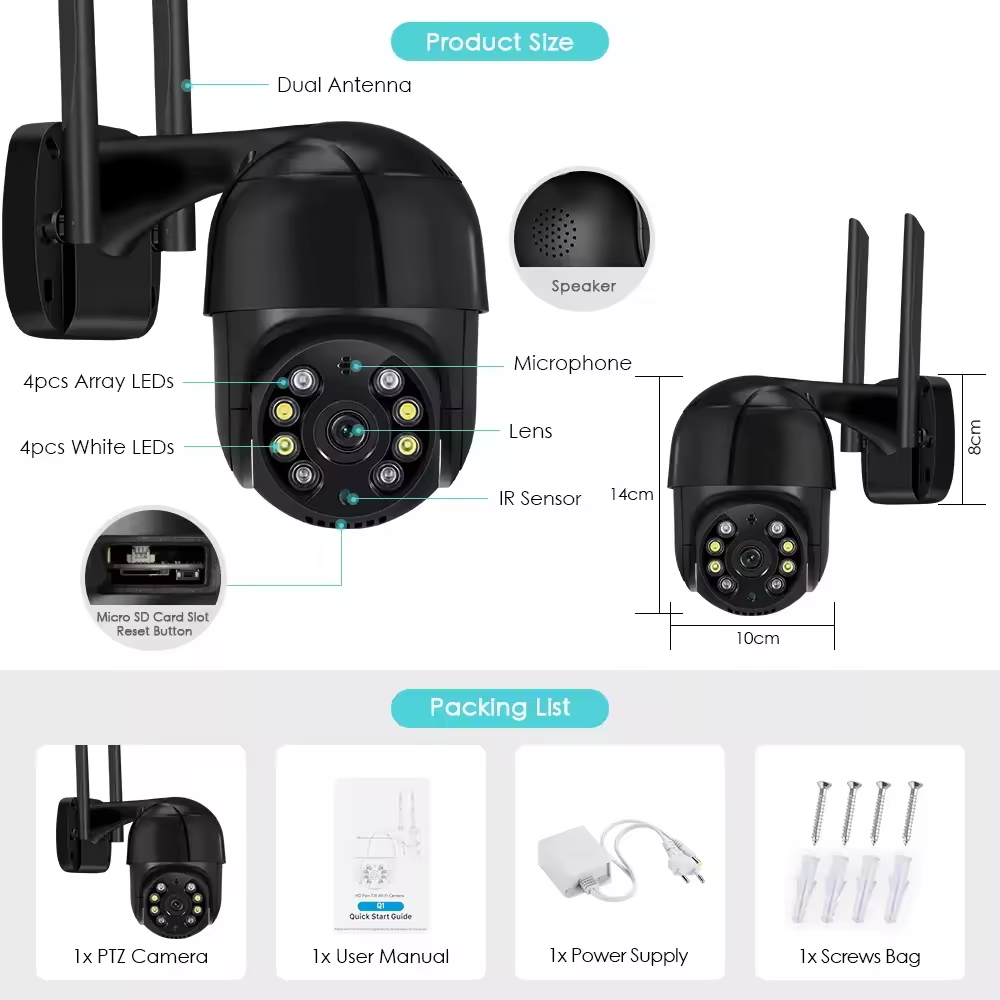 WIFI icsee 2 million surveillance cameras PTZ camera 5 million HD night vision wireless network remote dome 8 million monitors