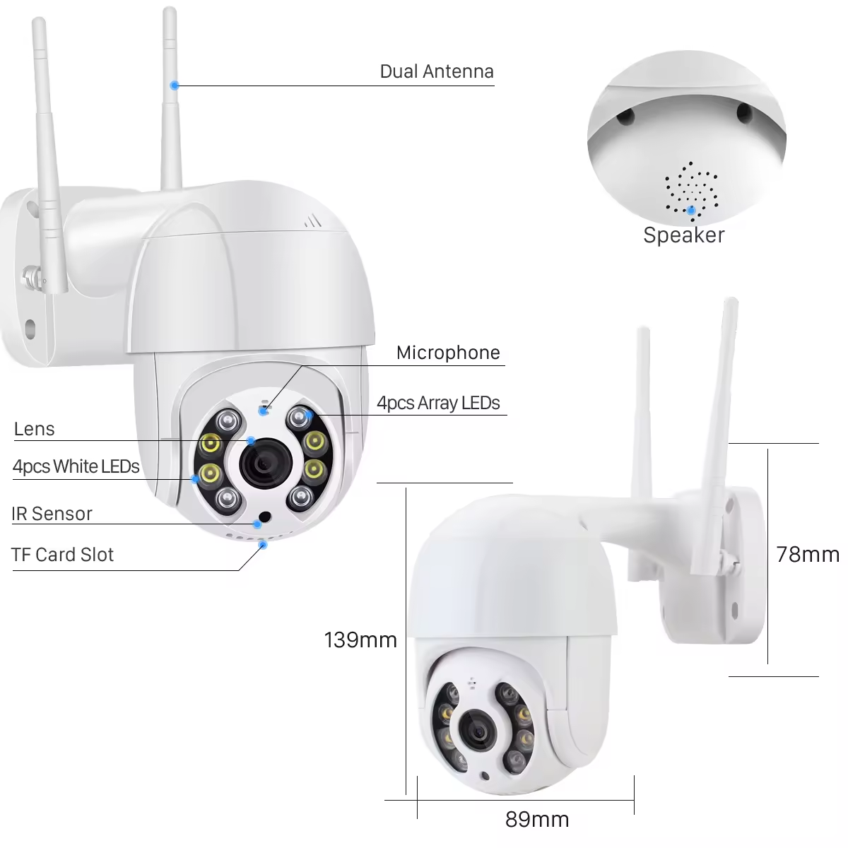 ICSEE 4K/2K FHD Wireless PTZ Smart Security Camera WiFi IP CCTV System with Night Vision Auto Tracking for Outdoor Surveillance