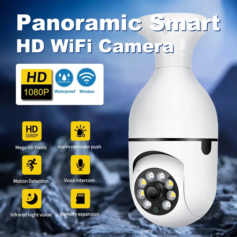 Wireless Kits A6 Light Bulb Security Camera WiFi 360 Degree Pan/Tilt Panoramic IP Home Cameras System with Human Motion