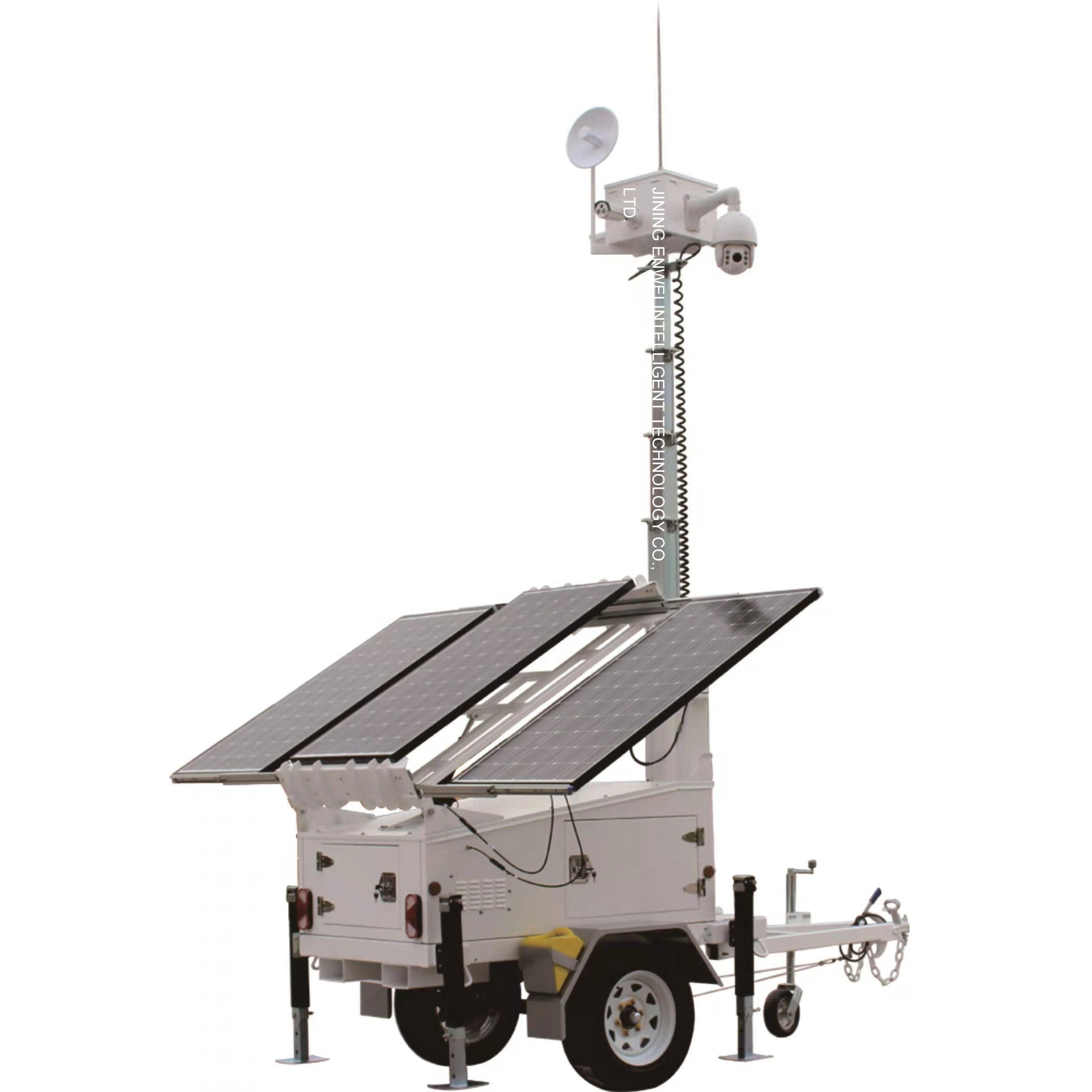 Solar panel mobile surveillance trailer with 3*400W solar panels 4*200Ah batteries for construction works