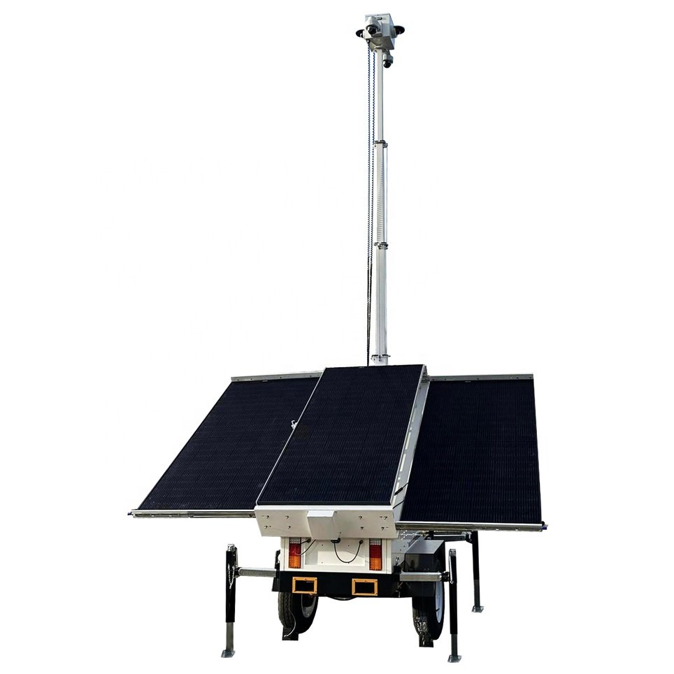 Solar panel mobile surveillance trailer with 3*400W solar panels 4*200Ah batteries for construction works