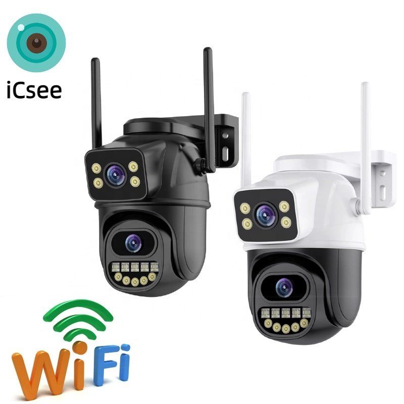 iCsee PTZ Auto Tracking 6MP Dual Lens Color Night Vision IP Home Wireless CCTV Camera WIFI Camera Outdoor