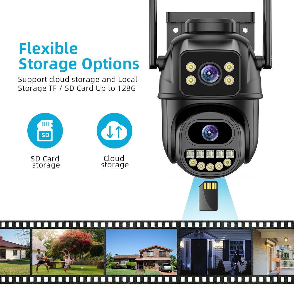 iCsee PTZ Auto Tracking 6MP Dual Lens Color Night Vision IP Home Wireless CCTV Camera WIFI Camera Outdoor