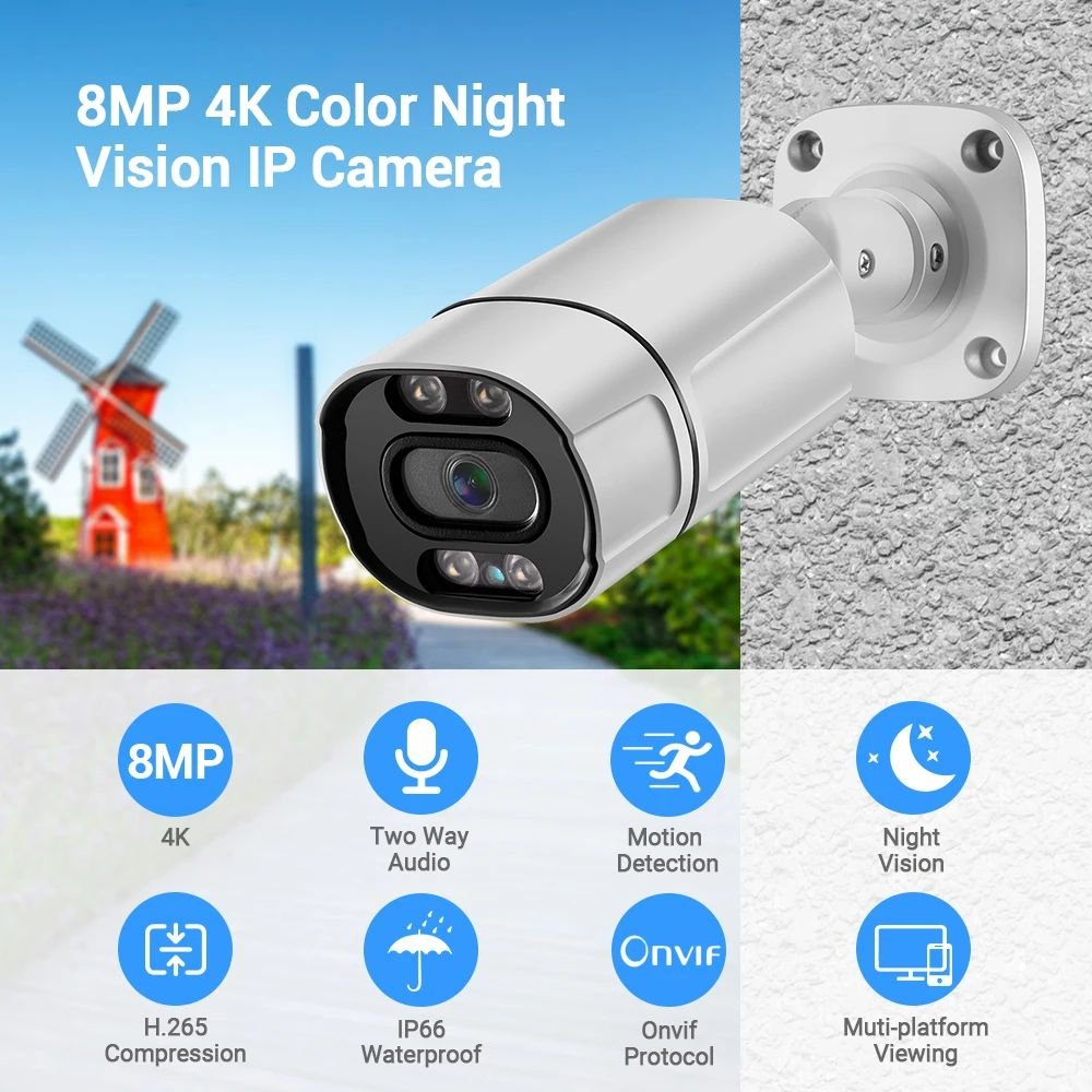 Xmeye 8mp 4mp Auto Tracking 16CH POE ip Camera kit 4k ICsee 16ch Nvr Poe Surveillance H.265 CCTV Security camera system kit