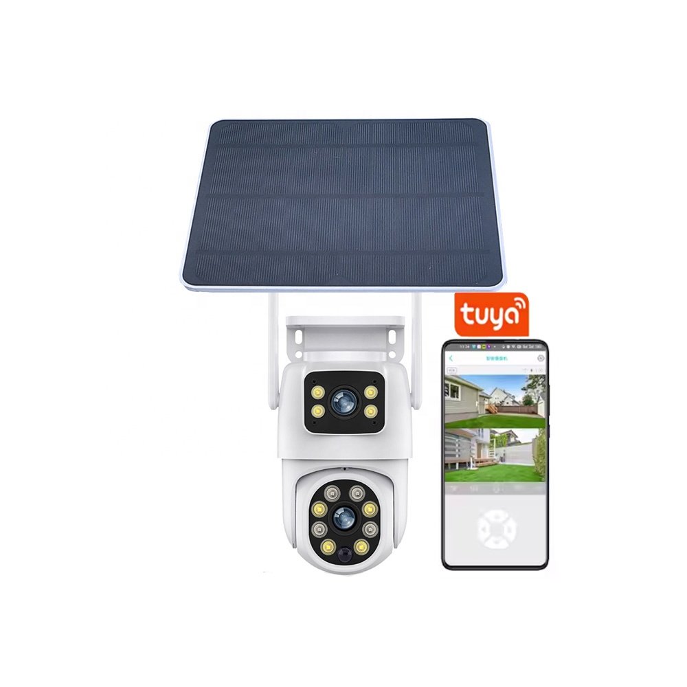 Tuya Outdoor full color WiFi 4G sim card lte cctv security solar panel camera pir human detection 4g wifi solar power ptz camera