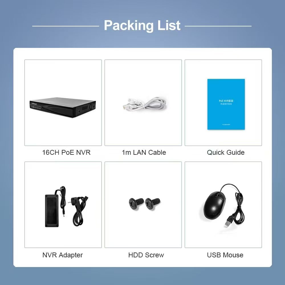 4K POE NVR 4 CH 8CH 16CH IP Security Camera Recording Network Video Recorder Support 4K Input Output