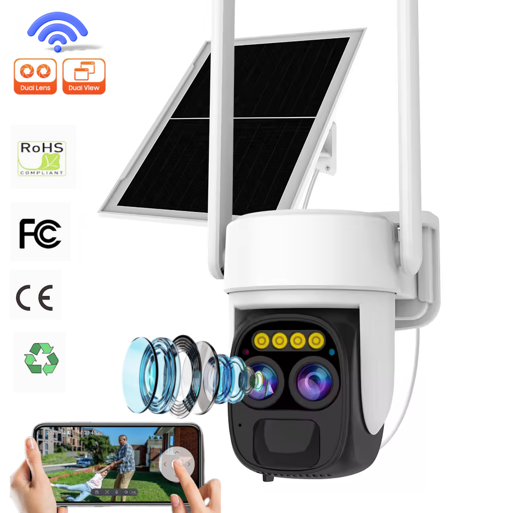 Smart Life App 4mp Wifi Surveillance Motion 4g Sim Card Solar Powered Support Night Ip Cctv Dome Wireless Camera Security System