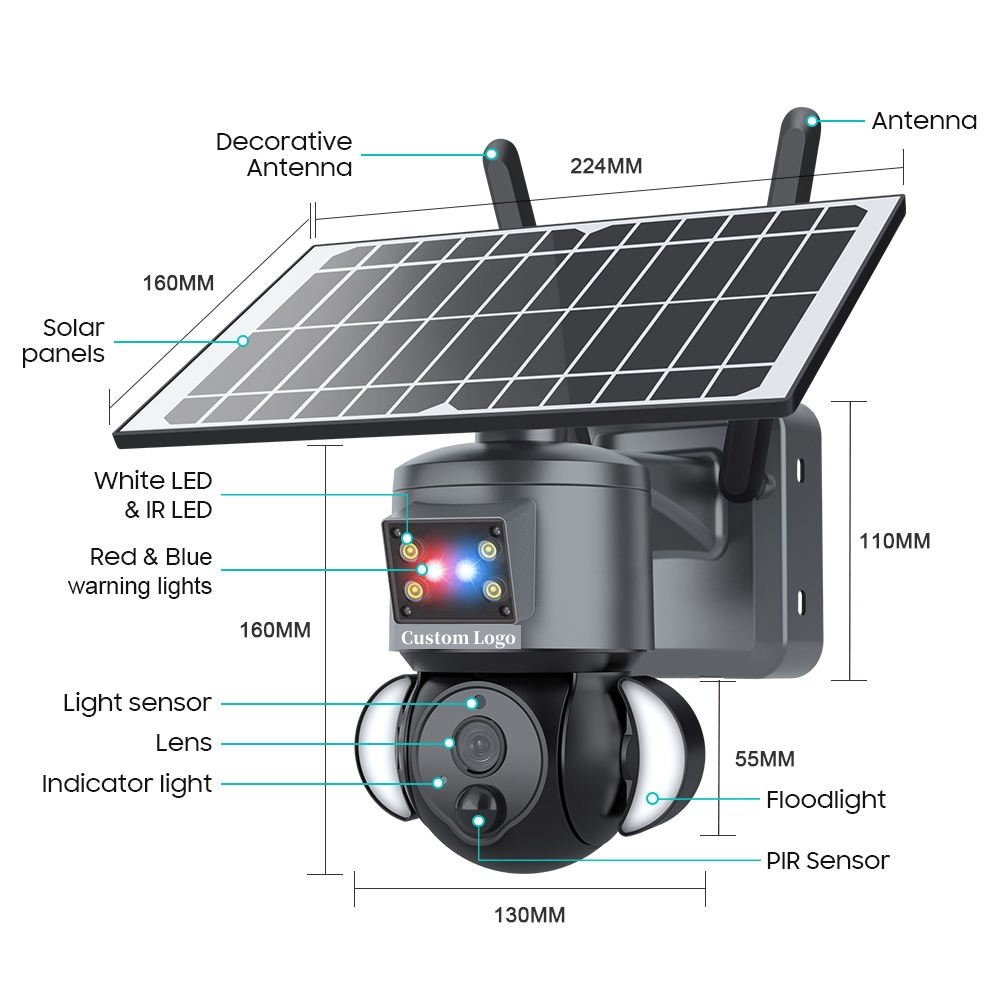 New Home Outdoor Network CCTV Security System Wireless 4G SIM Card Solar Surveillance Camera