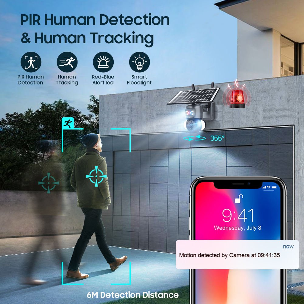 New Home Outdoor Network CCTV Security System Wireless 4G SIM Card Solar Surveillance Camera