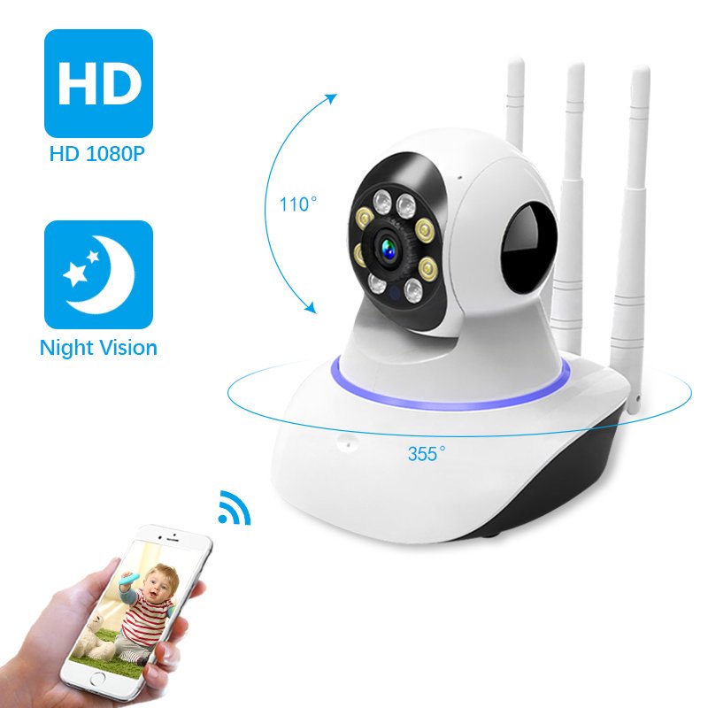 Home Security 1080P V380 IP CCTV Camera Robot Babyphone Monitor Baby Room Camera De Surveillance 3 Antennas