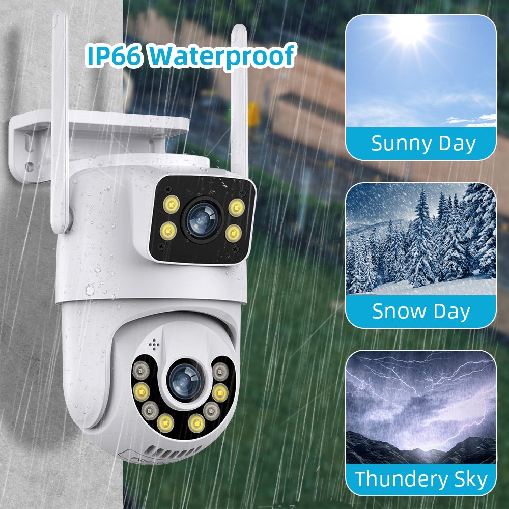 ICSEE 6MP Night Vision Outdoor Home 6MP Color HD Security CCTV Ptz Dual Lens Camera Wireless WiFi Camera Network ICSEE